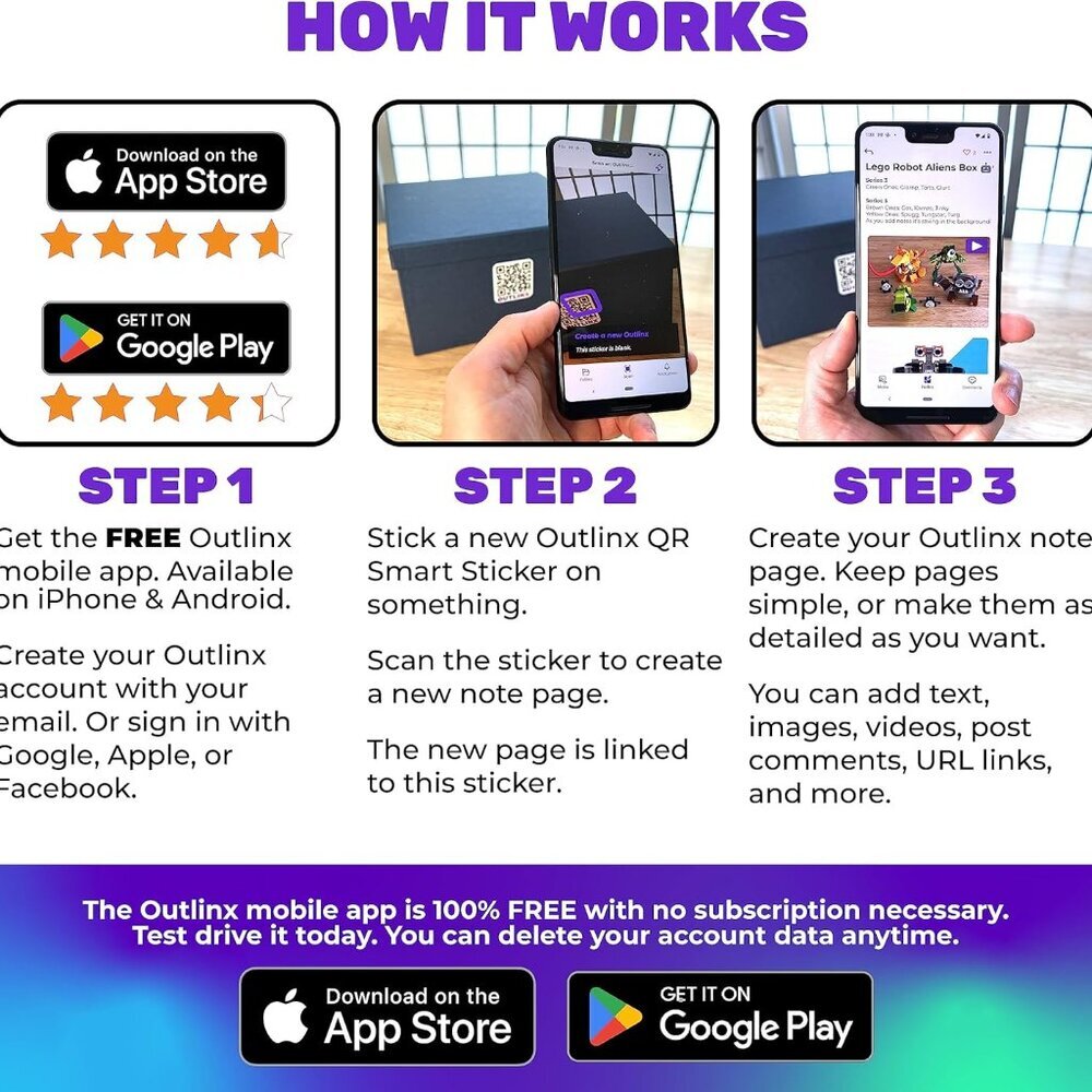 QR Smart Stickers | Stick Digital Notes to Your Things | The Original 4-Pack Bun - Picture 3 of 6